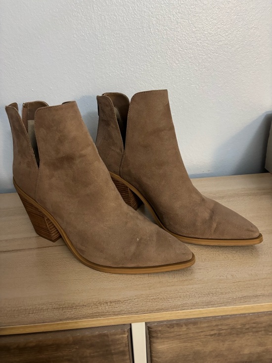 Abound Shoes - Abound Taupe Suede Pointed Toe Ankle Booties